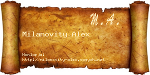 Milanovity Alex névjegykártya